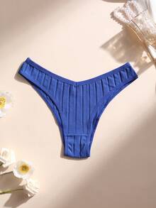 3 piezas de bragas de bikini sin costuras y de tiro bajo sexy para mujeres, de algodón acanalado suave y transpirable - ropa interior cómoda, para uso diario y lencería deportiva - Multicolor - Ver 5