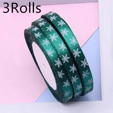 500cm/Roll Christmas Ribbon Grosgrain Satin Ribbons For Christmas Gift Wrapping Yule Decoration DIY Handmade Crafts - Green - View 8