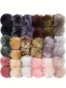 7/12/24pcs Faux Fur Pom Poms For Hats, 4Inch Fluffy Pom Poms With Elastic Loop For DIY Crafts, Removable Knitting Accessories For Shoes Scarves Gloves Bags Keychains
