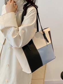 32*12*28厘米 时尚大容量多口袋单肩手提包，休闲女士大包，适合装笔记本电脑，简约风格，休闲度假之选 - 藍色 - 查看 5