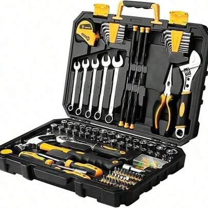 Bộ dụng cụ chuyên nghiệp cao cấp 46 món, Bộ cờ lê bánh cóc, Cờ lê lực, Bộ dụng cụ sửa chữa phụ tùng ô tô và Bộ dụng cụ cơ khí gia dụng, Thích hợp để sửa chữa ô tô và xe đạp