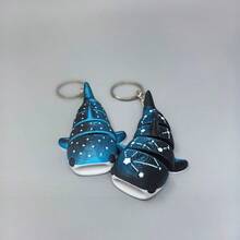 1Pc 3D Printed Movable Galaxy Keychain - Dark Blue Gradient Whale Shark Charm, Starry Constellation Fashion Accessory For Women - 彩色 - 查看 9