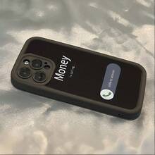 "Money Is Calling" Text Pattern Phone Case, Hot - Selling Creative Patterns, New Groove Stepped Mobile Phone Case, Fun, Simple And Fashionable Personality  For Men And Women Suitable For IPhone Mobile Phone Case11/12/13/14/15/16/ 16E/16PRO/16PROMAX/16PLUS,Suitable For IPhone17 Air,Suitable For IPhone17 Air - 黑色 - 查看 4