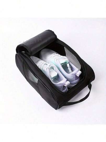 1PC-Portable Golf Shoe Storage Bag With Handle - Durable Oxford Cloth, Mesh Side Pocket, Perfect For Golf Accessories Organization