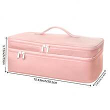 Women's Hair Dryer & Curling Iron Storage Bag - Double Layer Large Capacity Pink Zipper Travel Case, With Compartment For Hair Tools, Durable Nylon Portable Straightener Holder, Suitable For Curling Iron, Straightener, Hair Dryer - Multicolor - View 5
