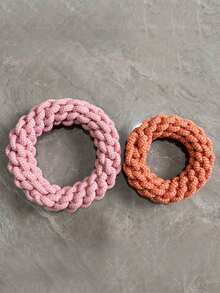 1pc Cotton Rope Woven Pet Toy, Durable And Sturdy, A Durable Rope Chew Toy For Dogs To Chew And Clean Teeth, Also Suitable For Tug-Of-War Games, Fun For Large, Medium And Small Dogs Who Enjoy Chewing, Random Color - Blue - View 4