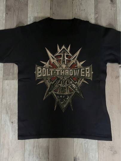 Camiseta negra Bolt Thrower 2010 Tour Europeo - Mercancía oficial de la banda con el logotipo Bold Bolt Thrower, camiseta gráfica de heavy metal para conciertos