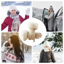 优雅奢华仿毛皮和绒面革抓绒纯色冬季保暖帽和触屏手套套装 - 抓绒袖口和金属扣细节，防寒保暖，适合女性日常通勤和圣诞派对冬季配饰套装 - 彩色 - 查看 11