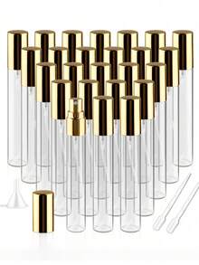 Transparent Glass Perfume Sample Bottle With Gold Pump Head, Mini Fine Mist Sprayer, Portable Essential Oil Spray Bottle, Empty Bottle, Facial Mist, Moisturizing Bottle, Travel Size Cosmetic Container, Refillable Bottle, Clean And Hygienic, Essential For Travel And Business - Multicolor - View 1