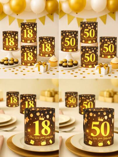 12pcs 18th/50th Birthday Lampshades Decor, Table Ornament,Birthday Table Decorations,Happy 18th Birthday Decorations,DIY Candle Shades Cover,50 Years Old Birthday Decor,Party Background Decor,Candle Holder,Tabletop Decor,Birthday Party Decorations,Home Decor,Party Favor(No Light No Candle)