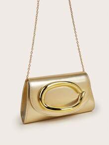 AIBBYDAR Damen Abendtasche, einfarbig in Gold, synthetisches Leder, Metallgriff, formelle Clutch Tasche für Abendkleid, abnehmbarer Schultergurt, glänzend, glänzend, luxuriös, charmant, elegant, raffiniert, geeignet für Ball, Party, Hochzeit, Feierlichkeiten, Bankett