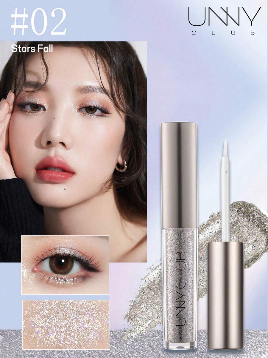 UNNY CLUB Eyeshadow Cair Berkilau, Kilauan Berlian, Payet, Eyeshadow Berkilau Tahan Lama, Ringan & Halus, Cocok Untuk Riasan Sehari-hari