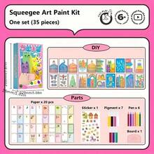 刮画套装，包含35件完整工具，刮画工具套装，20本DIY刮画笔记本（带彩虹图案），是节日和生日礼物、生日派对用品、彩虹笔记本、涂鸦套装、返校季的完美之选。 - 彩色 - 查看 7