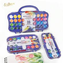 Conjunto de aquarela em pastilhas com 12/24/36 cores, pincéis e esponja absorvente. Lavável, fácil de misturar as cores, design portátil, perfeito para confecção de cartões, ilustrações, pintura e caligrafia. Ideal para artistas, estudantes e iniciantes. - Multicolorido - Ver 9