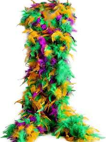 羽毛围巾，适合舞蹈、婚礼、派对、万圣节服装装饰、嘉年华羽毛披肩、圣帕特里克节羽毛披肩 - 羽毛長披肩 - 查看 1