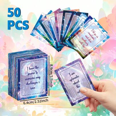 50 pezzi Carte di preghiera ispiratrici - Mini carte di affermazioni positive per uomini e donne, carte di incoraggiamento con disegni naturali, materiale di carta, ideali per la devozione quotidiana e l'incoraggiamento spirituale, regali ispiratori | Carte con design colorati | Carte di carta resistenti, regali ispiratori per le donne