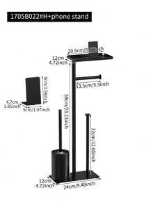 1pc Bathroom Floor Standing Toilet Paper Holder With Storage Shelf, Independent Toilet Paper Rack, Bathroom Tissue Paper Organizer, Bathroom Accessories