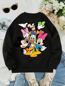 Disney Classic Character Hoodies: Mickey Mouse And  All Come Together With Printed Patterns, Suitable For Both Boys And Girls, Perfect For Festivals, Machine Washable, Fashionable, Casual And Versatile. - 黑色 - 查看 3
