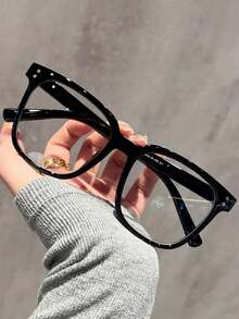 1 Pair Unisex Square Frame Optical Glasses, Casual Wear Fitting Glasses For School Style - Multicolor - View 3