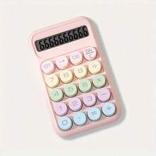 1pc Soft Color Desktop Calculator, Cute 12-Digit Dual Power Calculator With Round Buttons | Elegant Office & School Supplies, Suitable For Student, Home Budget, Math Tool - Multicolor - View 18