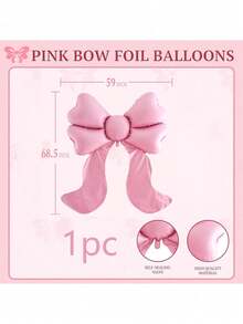 1个超大粉色蝴蝶结气球，68英寸巨型哑光浅粉色金属箔蝴蝶结气球，适用于蝴蝶结装饰、生日、情人节、家庭生日派对、婚礼、摄影装饰、公主主题生日派对、新娘送礼会、单身派对装饰、周年纪念、下午茶派对、婴儿派对用品、女孩房间装饰、婴儿派对装饰 - 粉色 - 查看 12