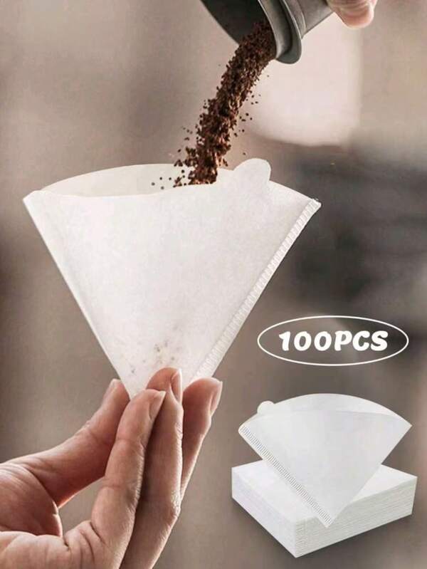 50/100 Piezas Filtros de café, Papel de filtro de café, Filtros de papel en forma de cono fáciles de usar con diseño mejorado Tamaño V02, Filtros de café y té para cafetera de goteo y de vertido, Papel de filtro de café de forma en V para café de preparación manual, Compatible con goteros de vertido (Blanco) Vuelta al colegio