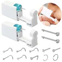 2PCS Disposable Nose Piercing Gun Built-In Nose Studs,10 PCS Nose Rings-Portable Nose Piercing Kit - 2 Second-generation Nose Piercers + 10 Decorative Nose Studs - View 2
