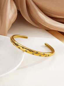 1件/2件装不锈钢手链，奢华优雅风格，星形设计镶嵌水钻，朋友礼物套装，男女皆宜，女士手链，高品质女士手链，女士手链，可叠戴手链，情侣礼物 - 手鐲 - 查看 8