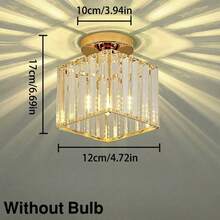 1 件方形水晶吊灯灯具，黑色和金色装饰嵌入式吊灯，E27 插座（不含灯泡），适用于客厅或卧室