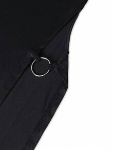 Sexy Solid Color Plus Size Square Neck Short Sleeve High Slit Short Mini Dress, Suitable For Spring/Summer, Date, Party/Nightclub, New Year Outfit