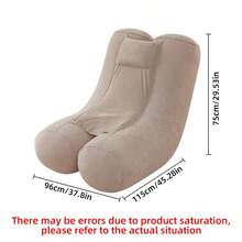 1件户外充气沙发，植绒慵懒躺椅，便携式露营充气椅，单人摇椅，适合户外休闲和露营 - 咖色 - 查看 3