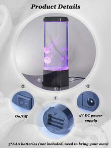 水族箱灯 水母灯 鱼缸装饰 遥控RGB水族箱夜灯 12色LED水族箱装饰 宠物用品 节日礼物 水母灯（白色） - 白色 - 查看 12