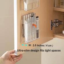 1 hộp đựng đồ trang điểm treo tường, 16 ngăn đựng bút kẻ mắt, chì kẻ viền môi, cọ trang điểm, bút chì kẻ mắt, hộp đựng đồ trang điểm, thích hợp để trên bàn trang điểm, phòng tắm để trưng bày bút chì che khuyết điểm, phấn bắt sáng, chì kẻ viền môi, bút chì kẻ lông mày, cọ môi, cọ nền, bút kẻ mắt - Trong sáng - Xem 5