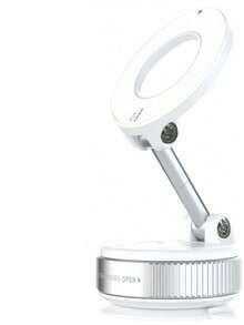 1 个 360° 旋转磁性手机支架 - 可折叠和伸缩，带真空吸盘，ABS 材质，便携，适用于汽车/淋浴/旅行/健身房/光滑镜子