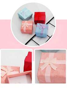 20pcs Pink Cardboard Jewelry Box, Jewelry Gift Boxes, Rings Necklace Bracelet Earring Storage Box, Birthday Festival Gift Packaing Box For Girls,Valentine's Day Gift - Pink - View 6