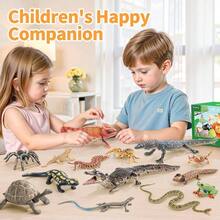 14 cifras de animales de reptil, juguetes de diorama de anfibios con axolotl, lagarto cuerno, serpiente, araa, camalen, salamandra de fuego, cifras de animales de la selva tropical de - 14 animales de reptil-2 - Ver 6