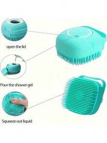 1PC Cute Pink Silicone Pet Massage Brush: Compact Dog Hair Remover & Bath Bubbler – Gentle On Pup Skin, Perfect For At-Home Bath Time & Daily Fur Grooming - Pink - View 4