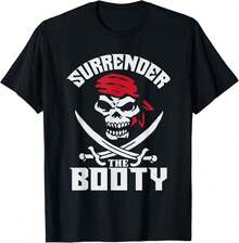 Camiseta divertida de pirata Surrender Booty - Negro - Ver 1