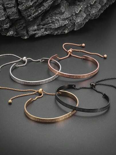 1pc Stainless Steel Retro Minimalist Lucky Four-Leaf Clover Bracelet, Niche Fashion Design Hip-Hop Jewelry, Suitable For Daily Wear And Holiday Gifting, .