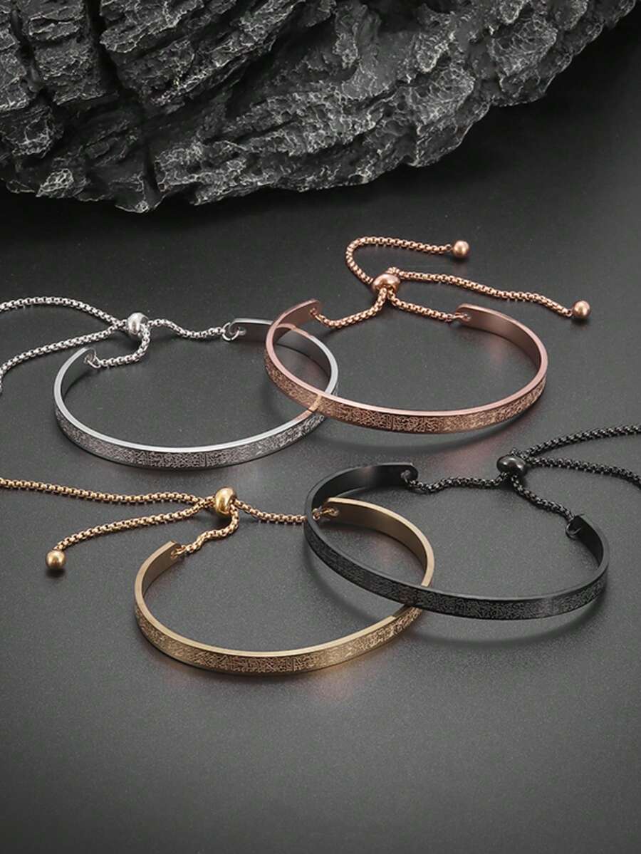 1pc Stainless Steel Retro Minimalist Lucky Four-Leaf Clover Bracelet, Niche Fashion Design Hip-Hop Jewelry, Suitable For Daily Wear And Holiday Gifting, . - Four-leaf Clover Bracelet - View 1