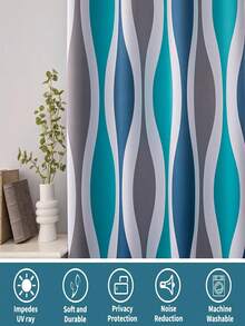 1 件时尚简约的黄灰色半透明隔热印花窗帘，适用于节日派对、客厅和卧室。 - 彩色 - 查看 6