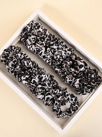 16pcs/Set Women Leopard Print Scrunchies, High Elasticity Hair Ties, Soft Satin Hair Accessories, Versatile & Casual