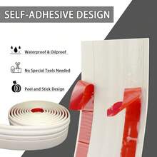 1 件 3.85 英寸宽 x 78.7 英寸长 易于安装的自粘式 NBR 踢脚线，柔性底板装饰 - 自粘乙烯基墙面和凹槽踢脚线，现代设计，适用于厨房橱柜和台面边缘，家居装饰 | 简洁线条装饰 | 自粘装饰，厨房装饰和配件，适用于墙面，家居（米色） - 彩色 - 查看 4