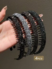 1 件装女士多功能黑色水钻发箍，发饰，发带，发箍，女士发饰，发饰，发箍，女士发箍，女士发箍，美妆家居发饰 - 黑色 - 查看 2