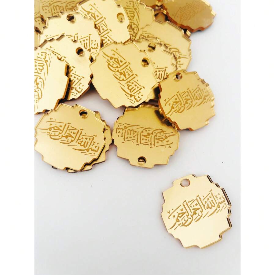 Bismillah Gold Mirror Acrylic Gift Tag, Arabic Engraved Charm,Hajj Gift Tags, Easter Tags,First Communion Favor Tags,Valentine's Day Gift Ramadan Decor Gift