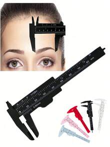 2/1pc Portable Plastic Eyebrow Ruler, Vernier Caliper, Tattoo Ruler, Ruler, Plastic Permanent Makeup Measuring Tool - Multicolor - View 1