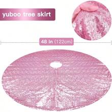 WSXC Pink Tree Skirt Decor 48 Inch Sequin Pink Christmas Tree Skirt Mat For Rose Gold Christmas Decorations - 粉色 - 查看 7