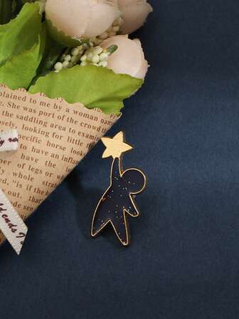 1pc "I'd Pluck The Stars From The Sky For You" DIY Couple Brooch, Suitable As Confession, Birthday Gift, Blessing, Exquisite Alloy Brooch