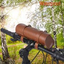 Accesorios Vintage Para Bicicleta, Alforjas Para Bicicleta, Bike Handlebar Bag ycle Front Tube Frame Bag, Retro Style Artificial Leather ycle Front Frame Bag Bike Pouch Cycling Accessory - Marrón - Ver 3