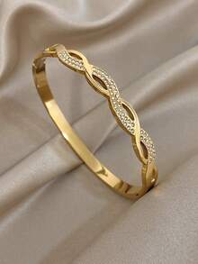 Geometric Knot Bangle Bracelet For Women Twisted And Link Golden Stackable Bangle Bracelet For Daily Party Set Jewelry Christmas Gifts - Multicolor - View 6
